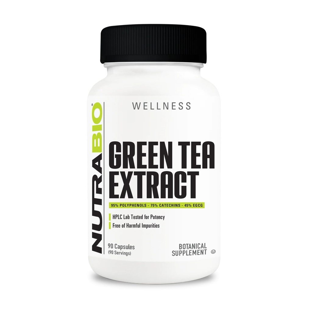 Estratto di tè verde NutraBio, aggiunge benefici antiossidanti e aiuta la salute generale e benessere, 500mg - 90 capsule