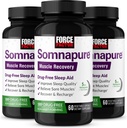 FORCE FACTOR Somnapure recupero del muscolo aiuto di sonno per gli adulti con melatonina 5mg, basilico santo e L-teanina, supplemento per il sostegno del sonno, sollievo del muscolo, & recupero del muscolo, 180 caps, 3-pack