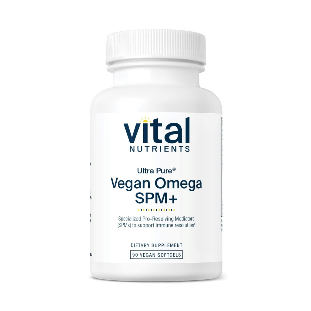 Vital Nutrients Ultra Pure® Vegan Omega SPM+ | Vegan Specialized Pro-Resolving Mediators (SPM) Omega-3 Supplemento | Minor Joint Discomfort Relief* | Gluten, Dairy, Soy Free, Non-GMO | 90 Mini Softgels