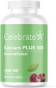 Celebrare Vitamine Calcio Plus - 500mg Citrato di Calcio, 333 IU Vitamina D3 & 34mg Magnesio per Chirurgia Post Bariatrica - Gluten-Free & Sugar-Free - Ciliegia, 90 compresse masticabili