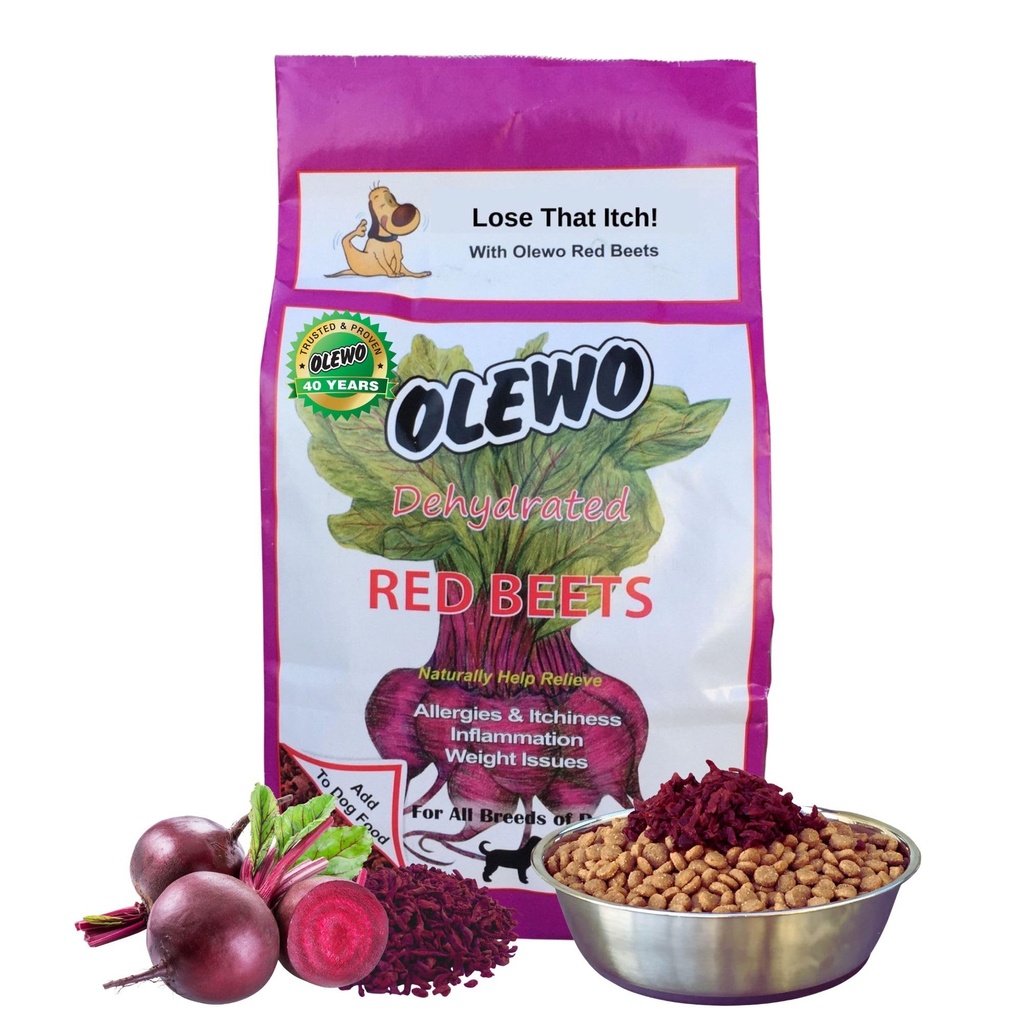 Olewo Original Red Beets for Dogs – Natural Anti Itch for Dogs, Dog Food Topper, Immune, Cleansing, Skin & Coat Support, Dehydrated Whole Food Dog Multivitamin, Fibra per Cani, 1 lb