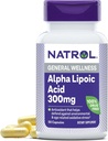 Natrol Alpha Lipoic Acid 300 mg, Integratore alimentare per il benessere generale, 50 capsule, 50 giorni di alimentazione