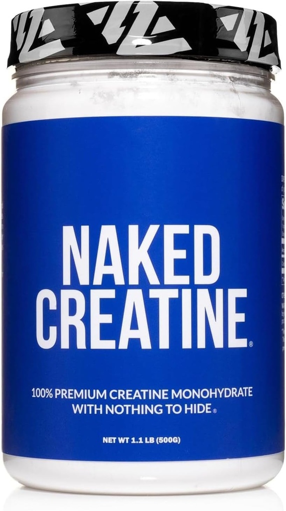 Polvere di monoidrato di creatina pura NAKED - non aromatizzata, 500g, 1,1lb Bulk - Vegan, non OGM, senza glutine, senza soia, senza filler, supporta la crescita del muscolo e la resistenza - 100 Servings