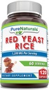 Pure Naturals Red Yeast Rice 1200 Mg per Serving, 120 Capsule Supplemento | Non OGM | Gluten Free | Made in USA