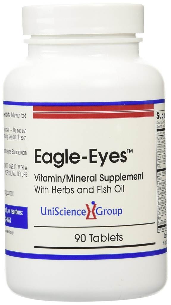 Eagle-Eyes, Salute della visione ottimale con 500 mg Omega 3 Fish Oil, Lutein, Zeaxanthin, Bilberry Fruit Extract, Vitamine A, C, E, Zinco, NAC, Taurina, 90 compresse