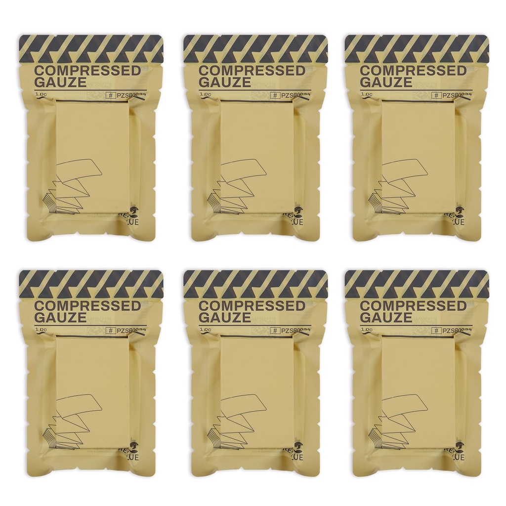 RHINO RESCUE Gabbia compressa sterile per il rivestimento di emergenza, First Aid e Trauma Kit, 6 Pack