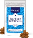 Petpost Tear Stain Remover Soft Chews for Dogs | 90 Count Chicken Flavor Dog Tear Stain Support Supplemento | Gentle Eye Care for White Dogs & Light Breeds | Tylosin Free, Made in USA