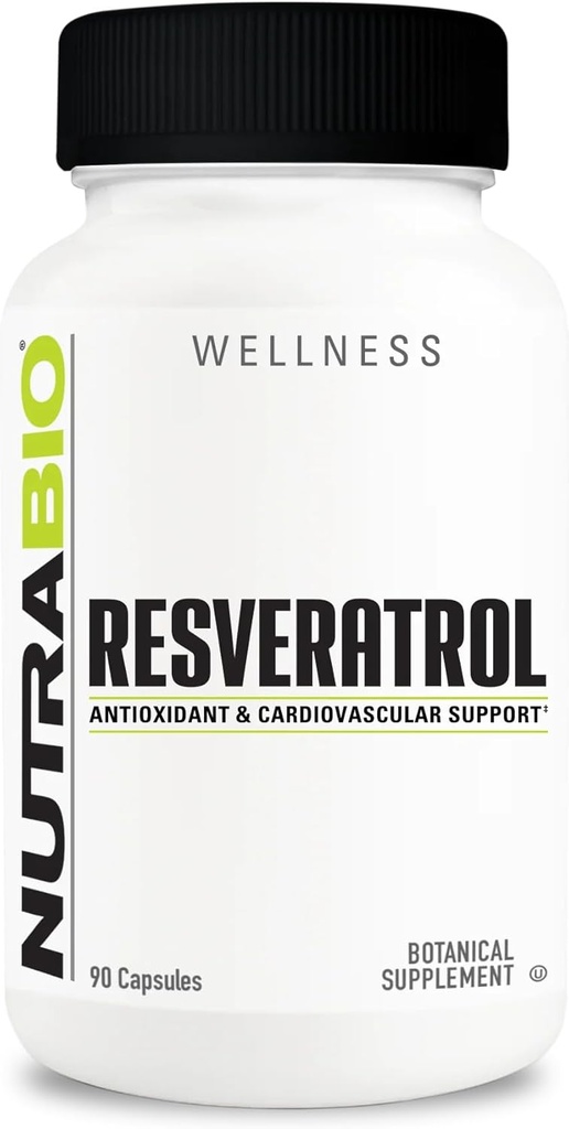 NutraBio Resveratrolo Supplemento, 500mg - Antiossidante naturale per aiutare a combattere radicali liberi e sostenere l'invecchiamento sano, 90 capsule