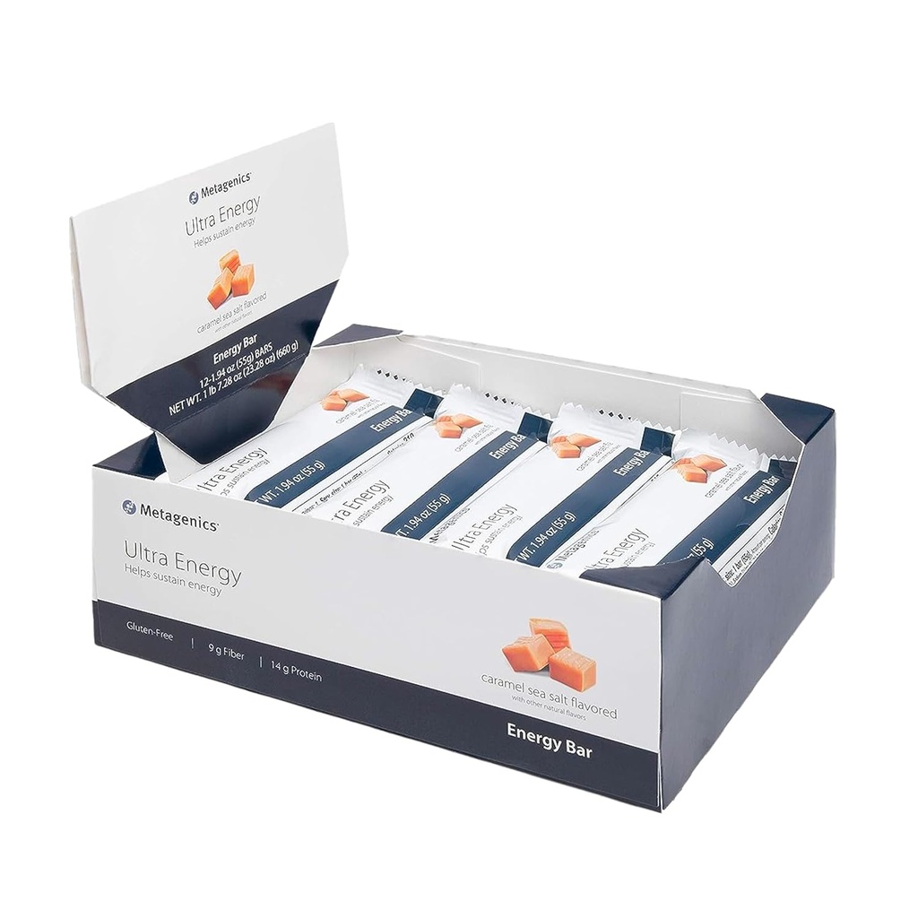 Metagenics Ultra Energy Bars - Aiuta a mantenere l'energia, Caramel Sea Salt aromaed | 12 Bar