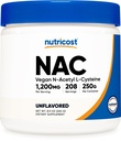 Nutricost N-Acetyl L-Cysteine (NAC) Polvere 250 Grammi - Vegan NAC, Non OGM, Gluten Free