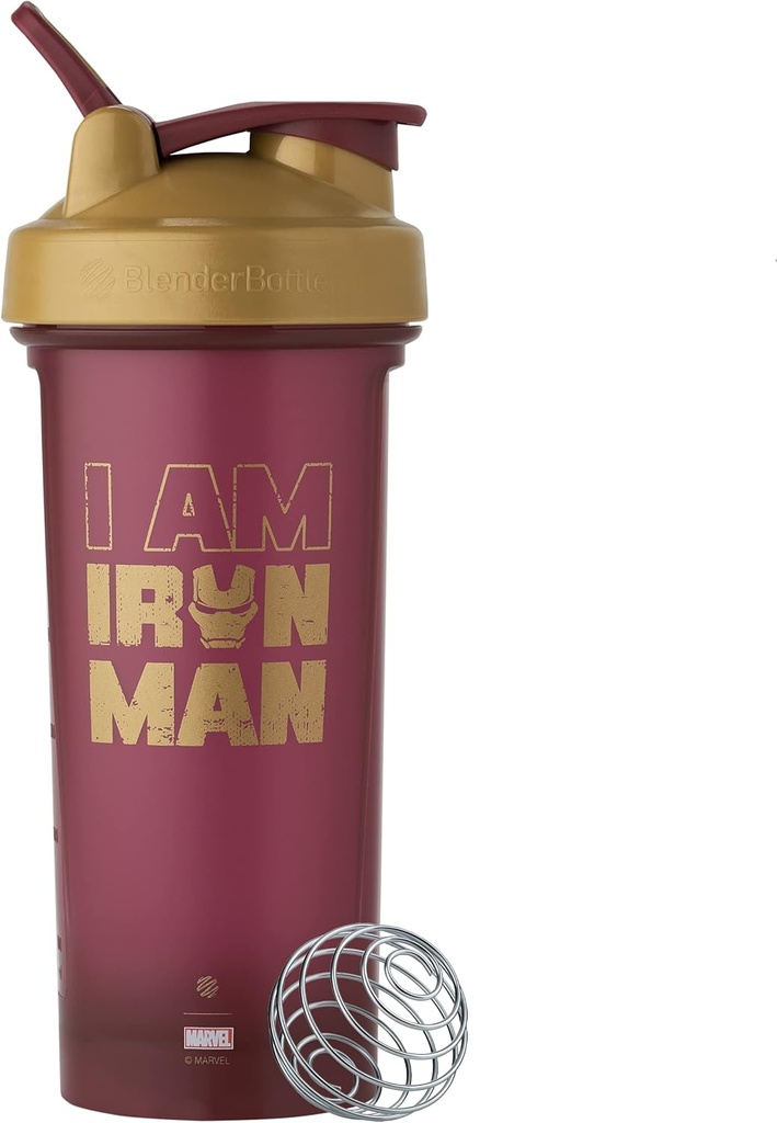 BlenderBottle Marvel Classic V2 Shaker Bottiglia perfetta per scuotere proteiche e pre allenamento, 28 once, Iron Man