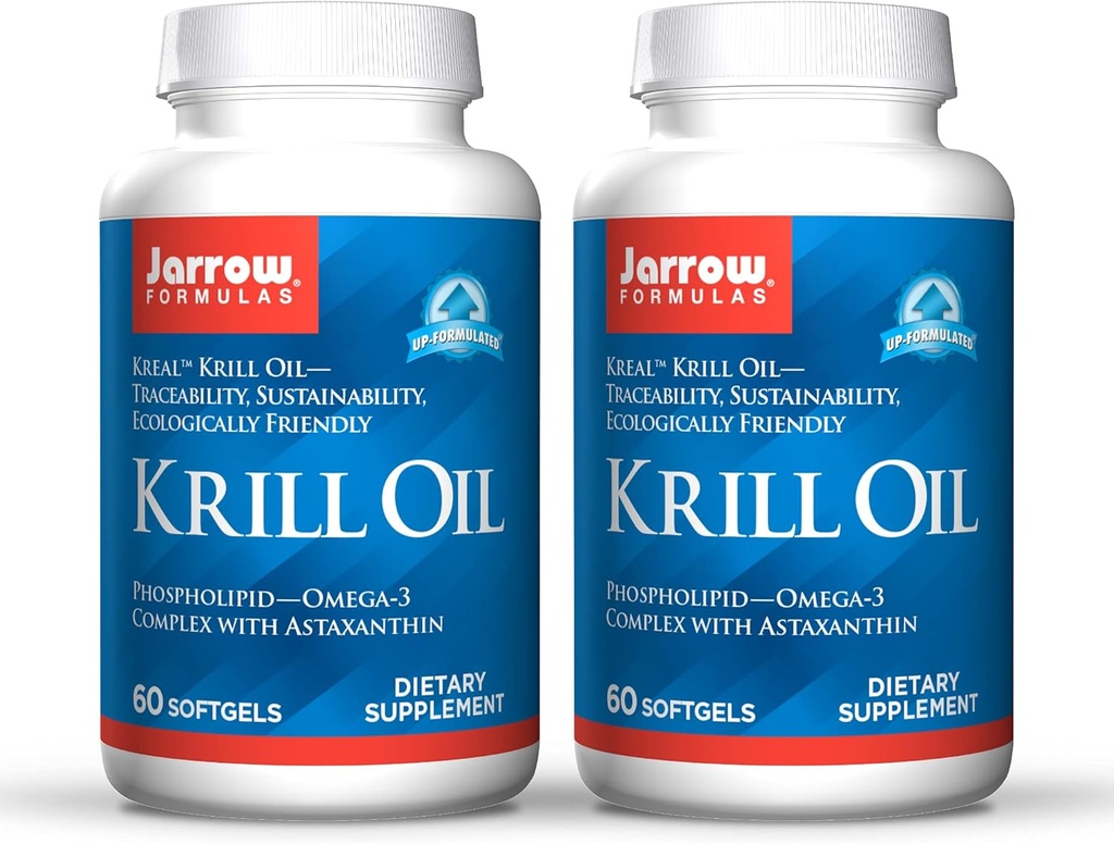 Jarrow Formulas Krill Oil - 60 Softgels - Phospholipid Omega-3 Complesso con Astaxanthin - May Support Lipid Management, Funzione cerebrale & Metabolismo - 30 Serve