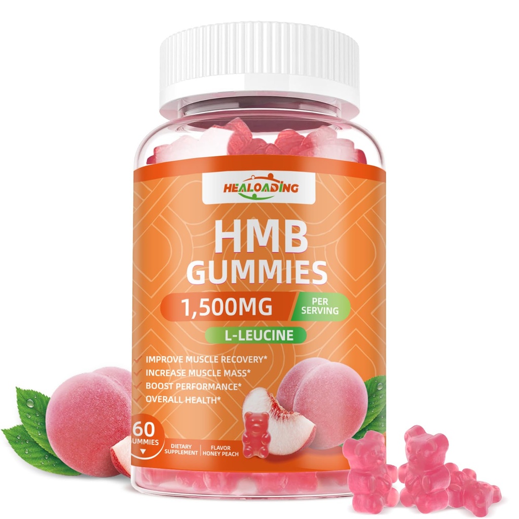 HMB e Leucine Gummies Supplemento: Integratori HMB per gli uomini 1500mg e amminoacido leucina per il recupero del muscolo Aumentare la massa muscolare Migliorare la resistenza non-OGM Zucchero libero Peach 60 Gummies