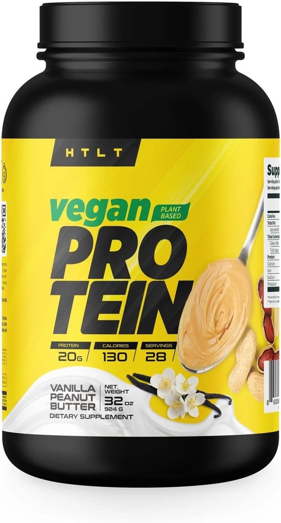 Proteine vegane di HTLT | Polvere proteica vegetale | Pea & Rice Protein Powder Blend | per Agitazione ad alta proteina e Trattamenti al forno, (Punto di arachidi alla vaniglia)