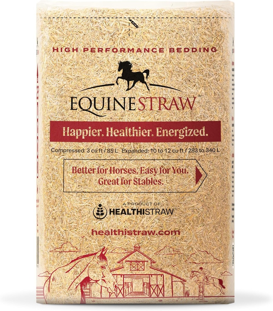 EquineStraw, 3 cu ft (25 lb) Espandi a 10+ cu ft – Wheat Straw Bedding for Horses, Foaling & Trailers – Dust-Free, Allergen-Free, Absorbent, Sensitive-Skin Safe – Sostenibilmente Source