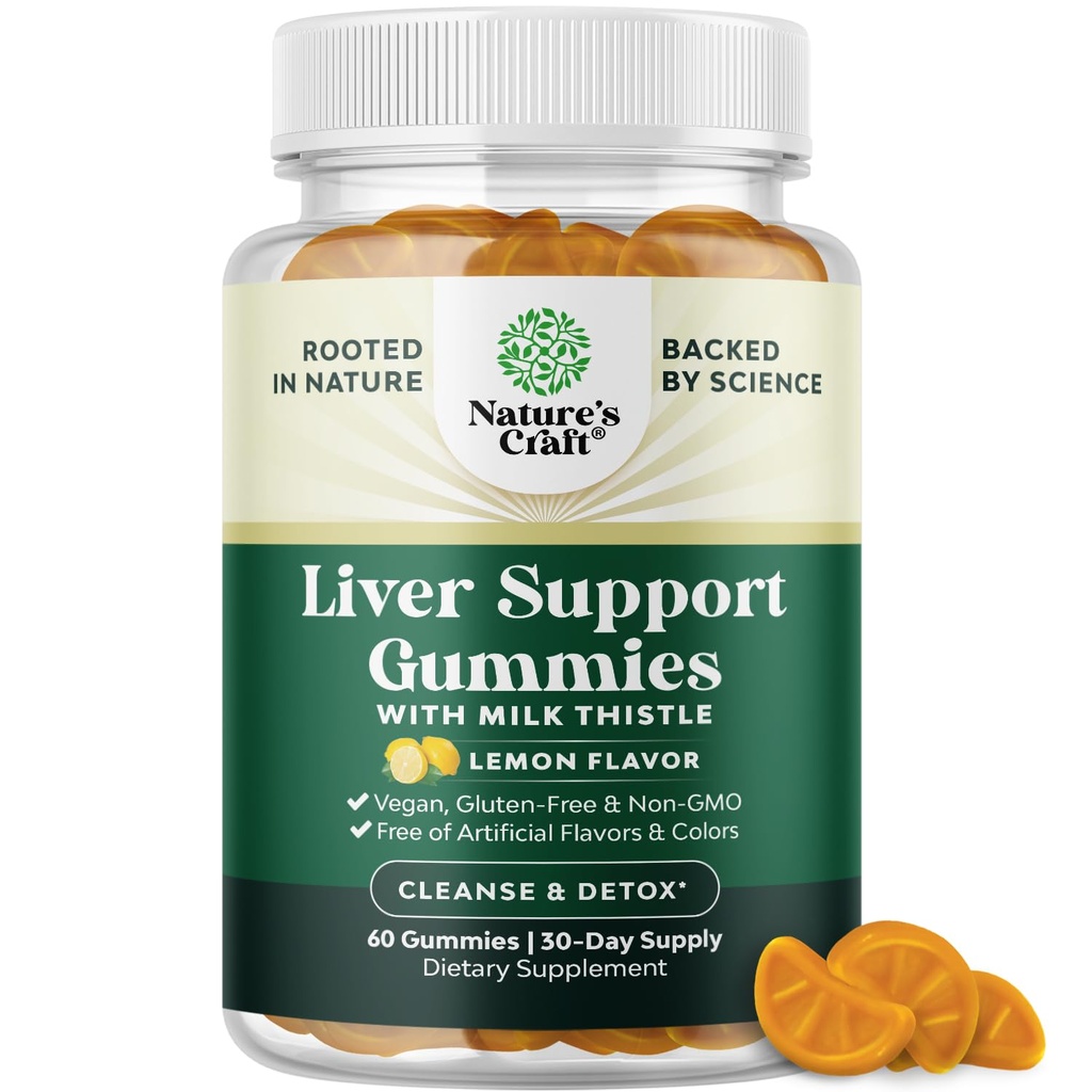 Detox Gummies supporto al fegato di fegato di erbe detergente Gummies con estratto di carciofo Curcumina e L-Carnitina - Vegan e Non-GMO - Limone dolce (30 Serve)