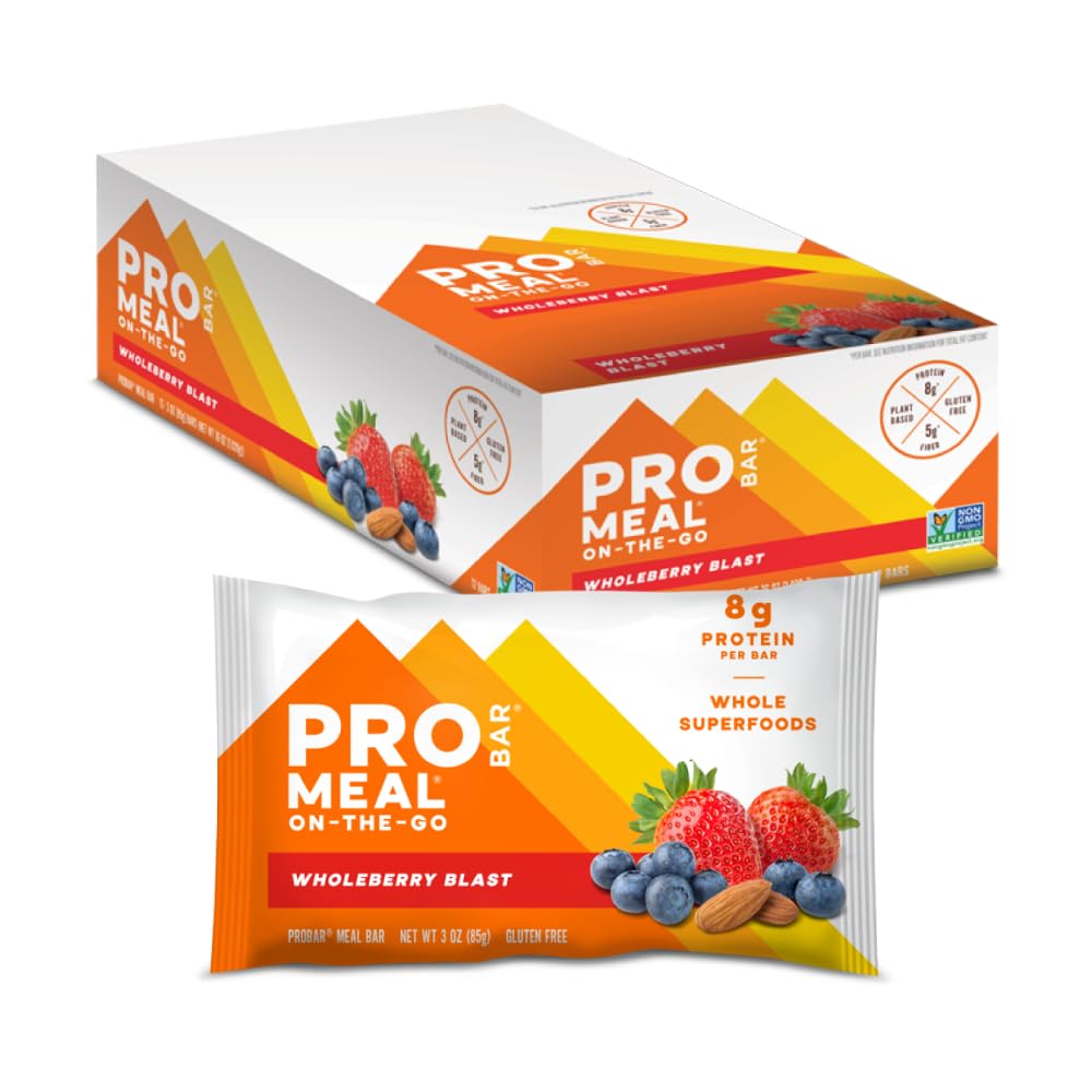 PROBAR - MEAL Bar, Wholeberry Blast, Non OGM, Gluten-Free, Healthy, Plant-Based, Whole-Food Ingredients, Natural Energy (12 Conte)