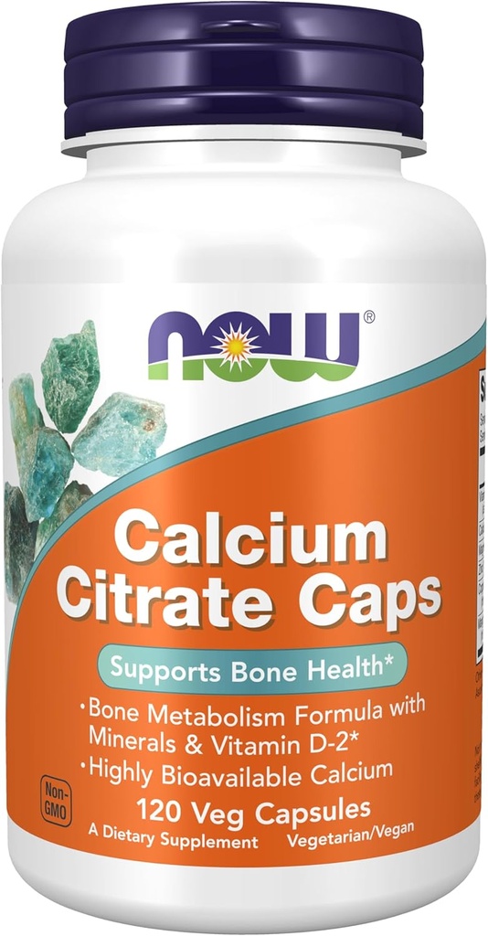 NOW Integratori alimentari, Citrato di Calcio con Vitamina D, Magnesio, Zinco, Rame e Manganese, 120 capsule di Veg