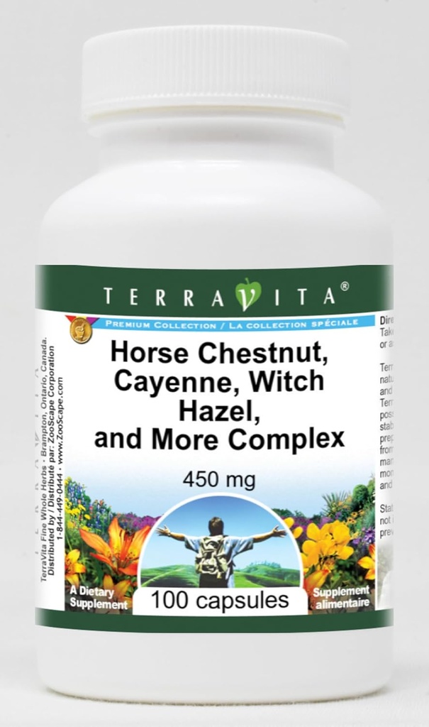 Terravita Horse Chestnut, Cayenne, Witch Hazel e More Complex - 450 mg (100 capsule, ZIN: 517073)