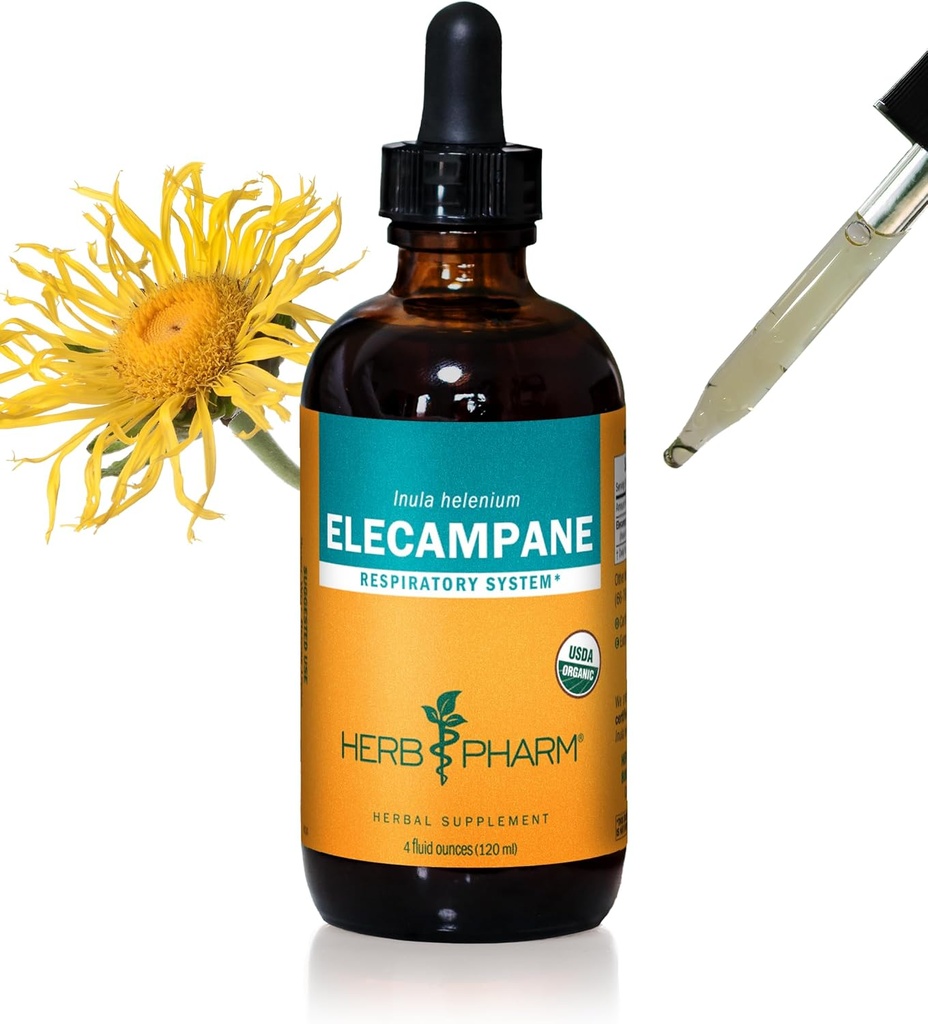 Estratto di liquido Elecampane organico certificato di Herb Pharm per il supporto del sistema respiratorio - 4 once