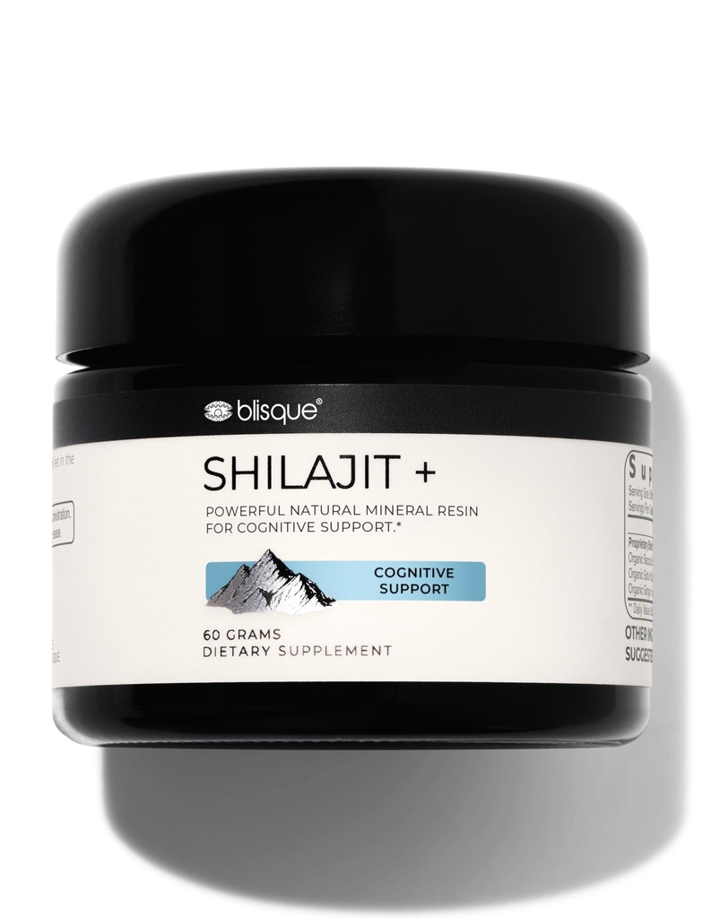 Blisque - Pure Himalayan Organic Shilajit Resina Supplemento | per il supporto cognitivo | con Bacopa Organico e Gotu Kola | Autentico e Naturale | 60 Grammi