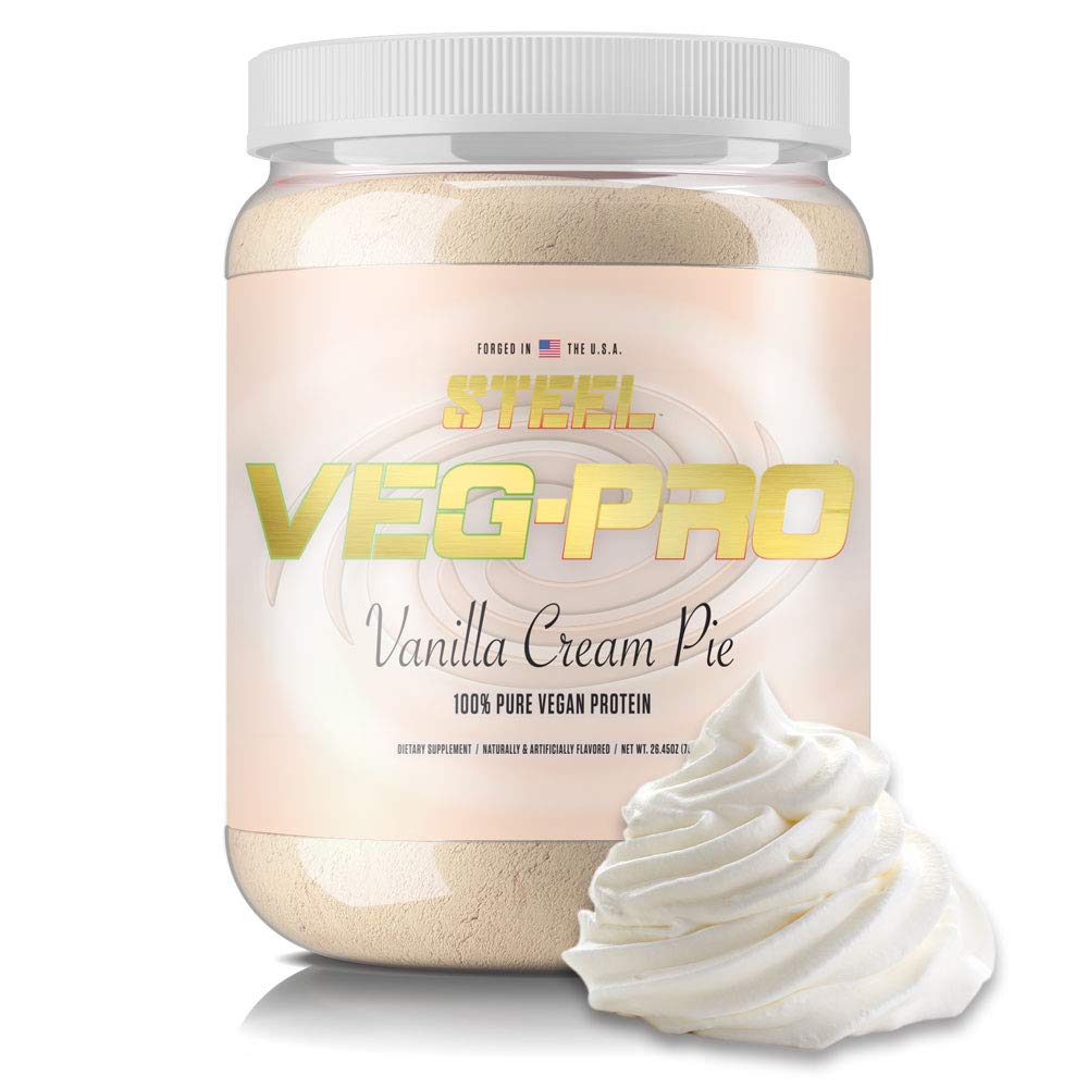 Integratori d'acciaio Veg-PRO | Vegan Protein Powder, Vanilla Cream Pie | 25 Serve (1.65lbs) | BCAA Aminoacido | Gluten Free | Non Dairy | Low Carb Formula