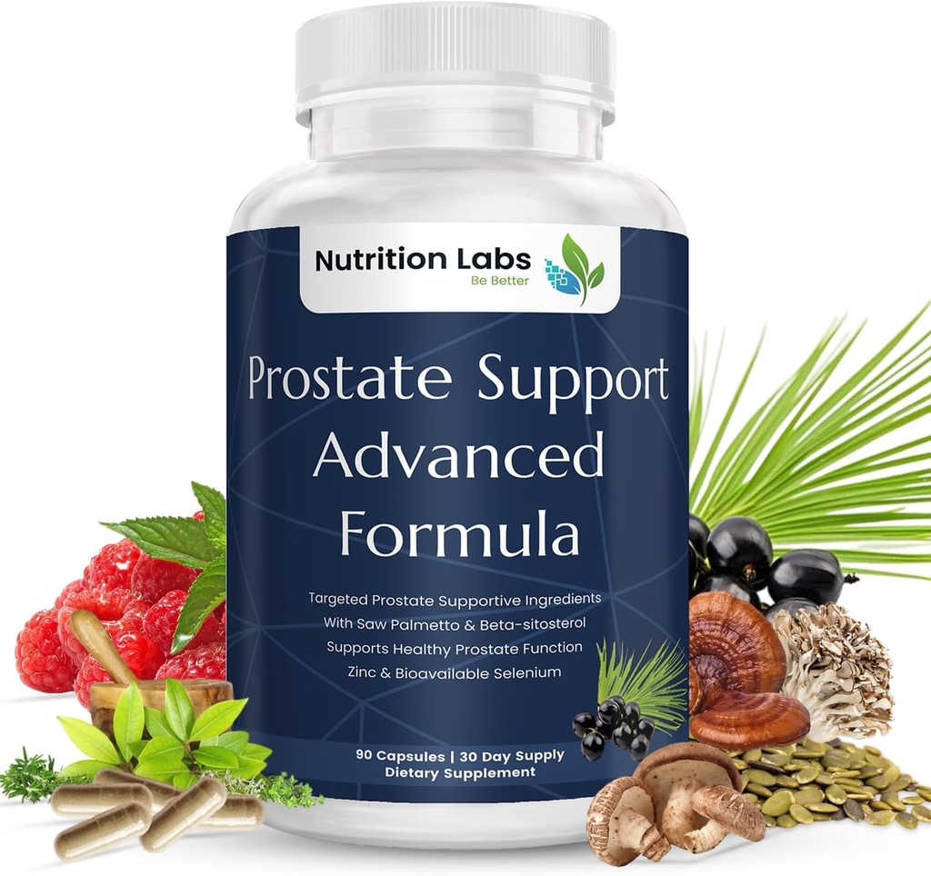Integratore di erbe per gli uomini con Beta Sitosterol, Selenium, Pygeum e Saw Palmetto per il supporto alla prostata e l'urinazione frequente - 90 CT