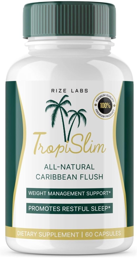 rize labs - Tropislim Tutto Natural Caribbean Flush, supplemento di perdita di peso, capsule dimagranti per le donne, stile di vita sano + Leaner Physique (60 capsule)