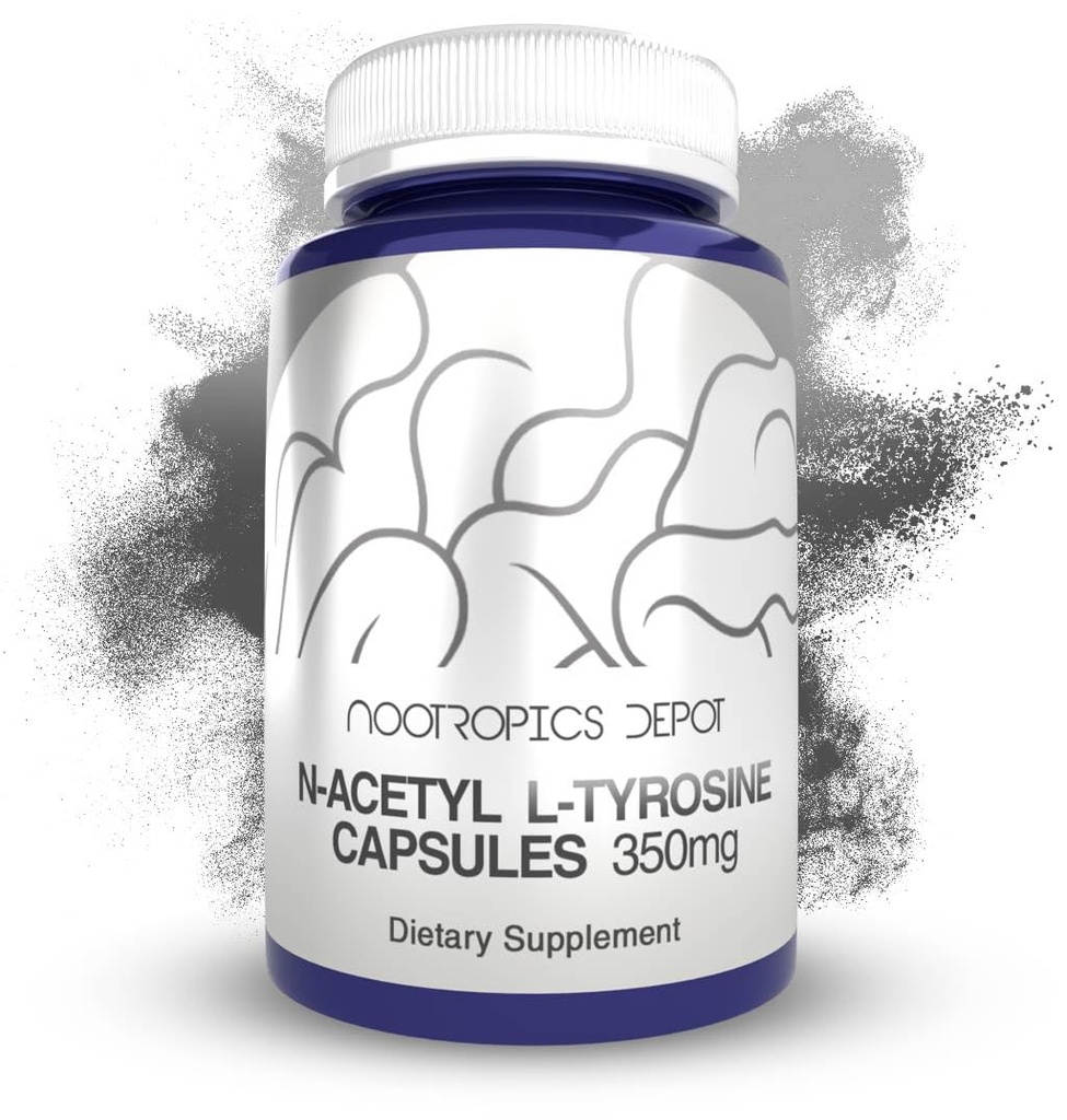 Nootropics Depot N-Acetyl L-Tyrosine Capsules | 350mg | 120 Count | NALT | Integratore Aminoacido | Integratore naturale | Supporta memoria, apprendimento, messa a fuoco, livelli di stress sani