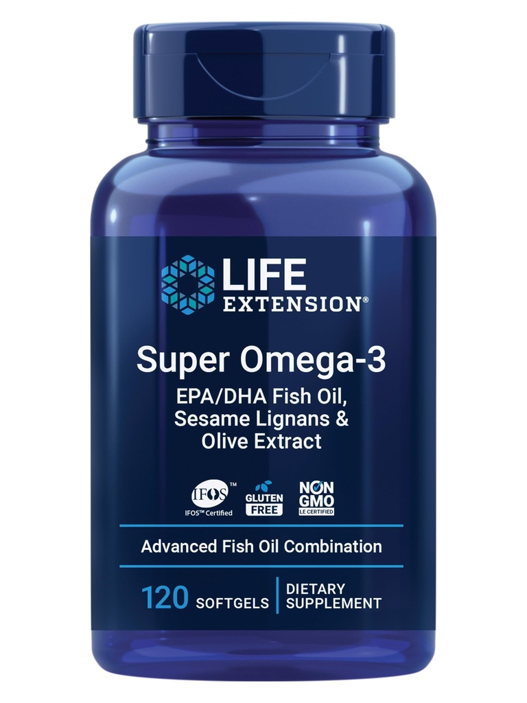 Estensione della vita Super Omega-3 EPA/DHA con sesamo Lignans & Olive Extract, 120 Count
