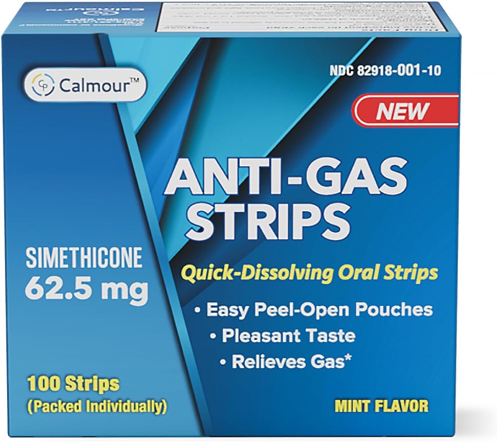 Anti Gas Relief 100 Strips | Mint Flavor Oral Dissolvable Anti Bloating Relief Strips | Rapid Gas Relief per Adulti | Efficace Bloating Relief per le donne | Simethicone Anti Bloating per le donne