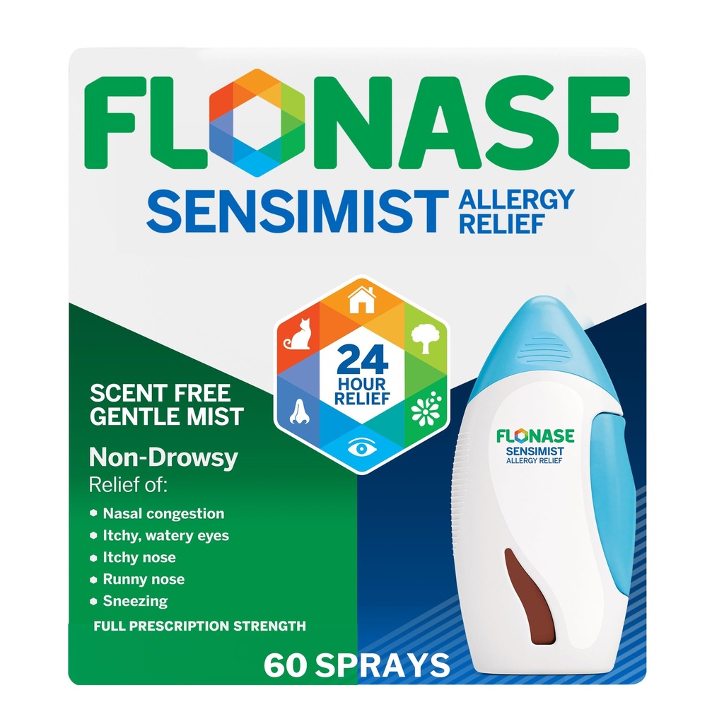 Spray nasale di Allergy Relief Sensimist Flonase per il sollievo dall'allergia multi-sintomia 24 ore – 60 spray