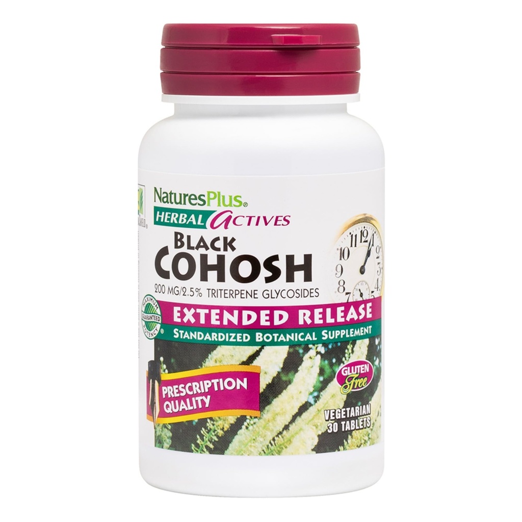 NaturesPlus Herbal Attivi Nero Cohosh - 30 compresse - Supporto nutrizionale per il benessere durante la menopausa - Vegetariano, Gluten Free - 30 Serve