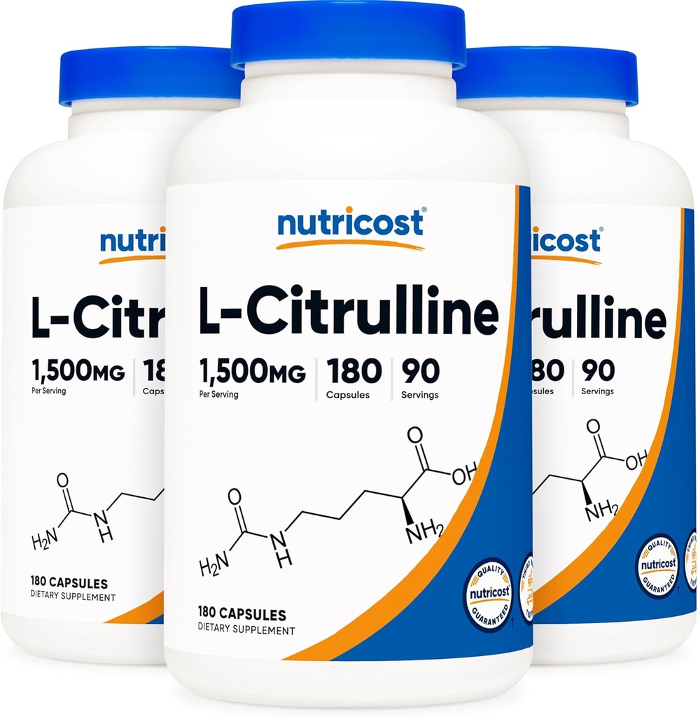 Nutricost L-Citrulline 750mg, 180 capsule (3 bottiglie)
