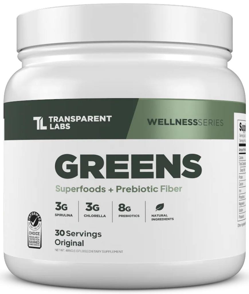 Greens prebiotici - Superfood Powder & Antioxidants Supplemento con Spirulina Organica, Chloerra, Acacia, & Green Banana Powder - 30 Serve, non aromatizzati