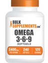 BulkSupplements.com Omega 3-6-9 Softgels - Triple Omega Supplemento, da Flaxseed, Sera Primrose & Fish Oil- 2 Softgels per porzione, 240 Conte (Pack of 1)
