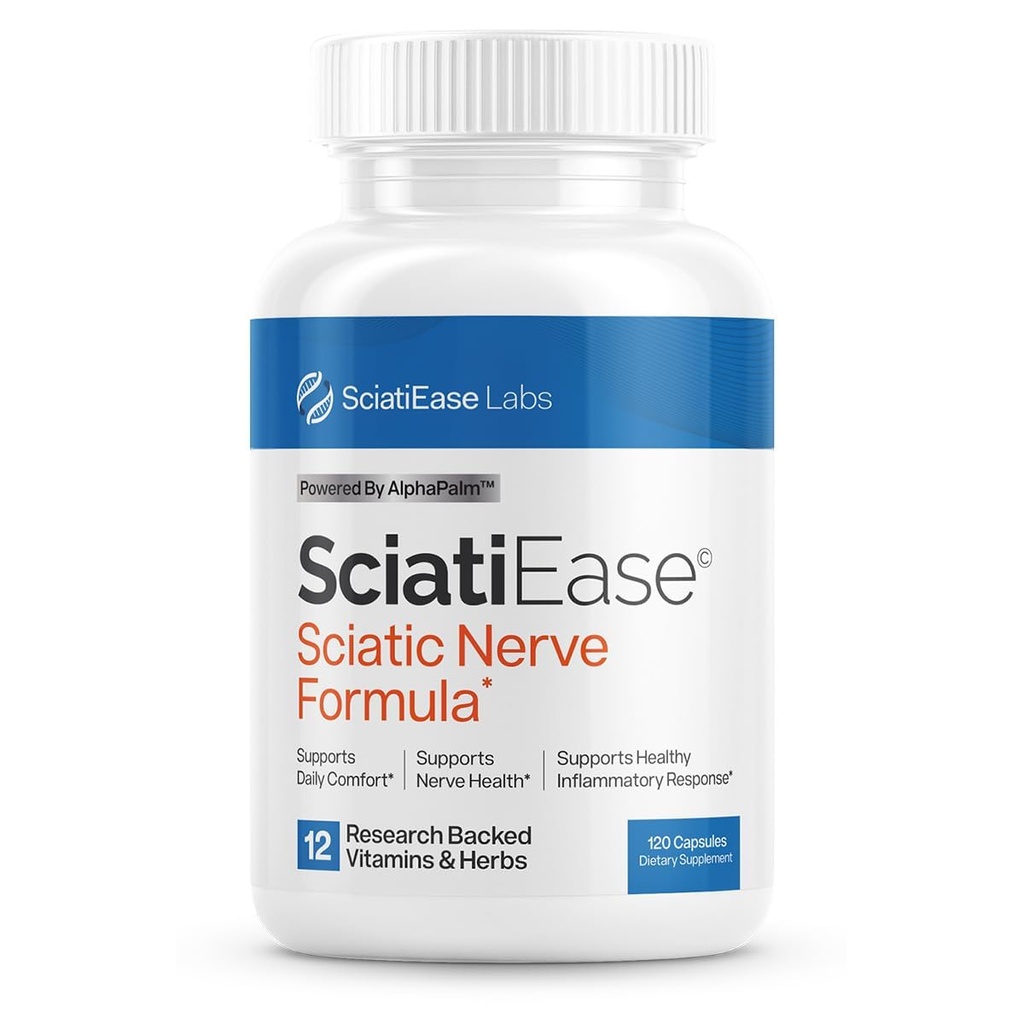 SciatiEase Sciatic Nerve Health Support Supplemento - Formula di supporto Nerve con AlphaPalm, Pea, Vitamina B Complex, Acido alfa lipoico 300mg - 120 capsule