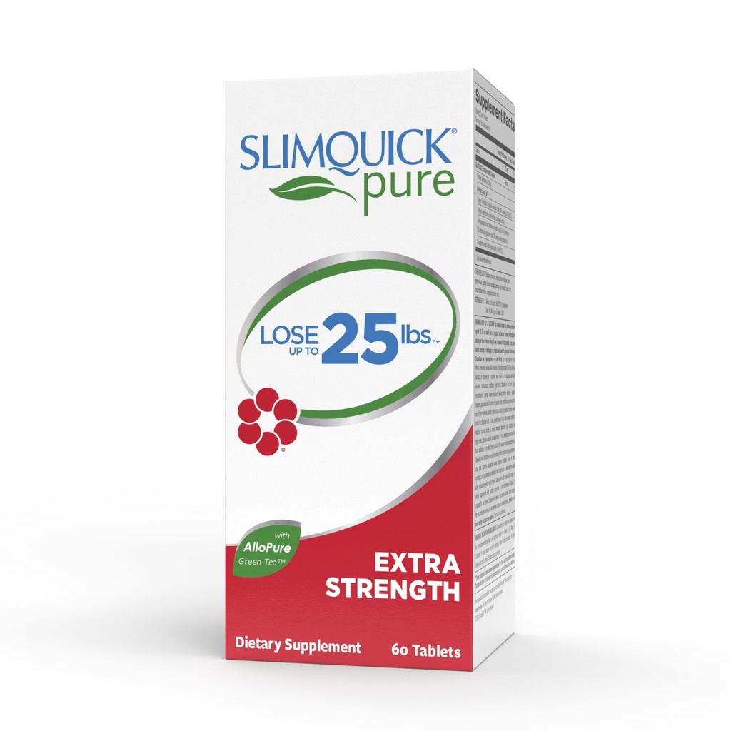 Slimquick Pure 3x Pillola ad alta resistenza per le donne, aiuta a raggiungere gli obiettivi di peso, aiuta il metabolismo, Perdere l'acqua di eccesso, mantiene pieno per più a lungo con Estratto di tè verde, Caste Tree, Caffeina, Olio MCT - 60 Conte