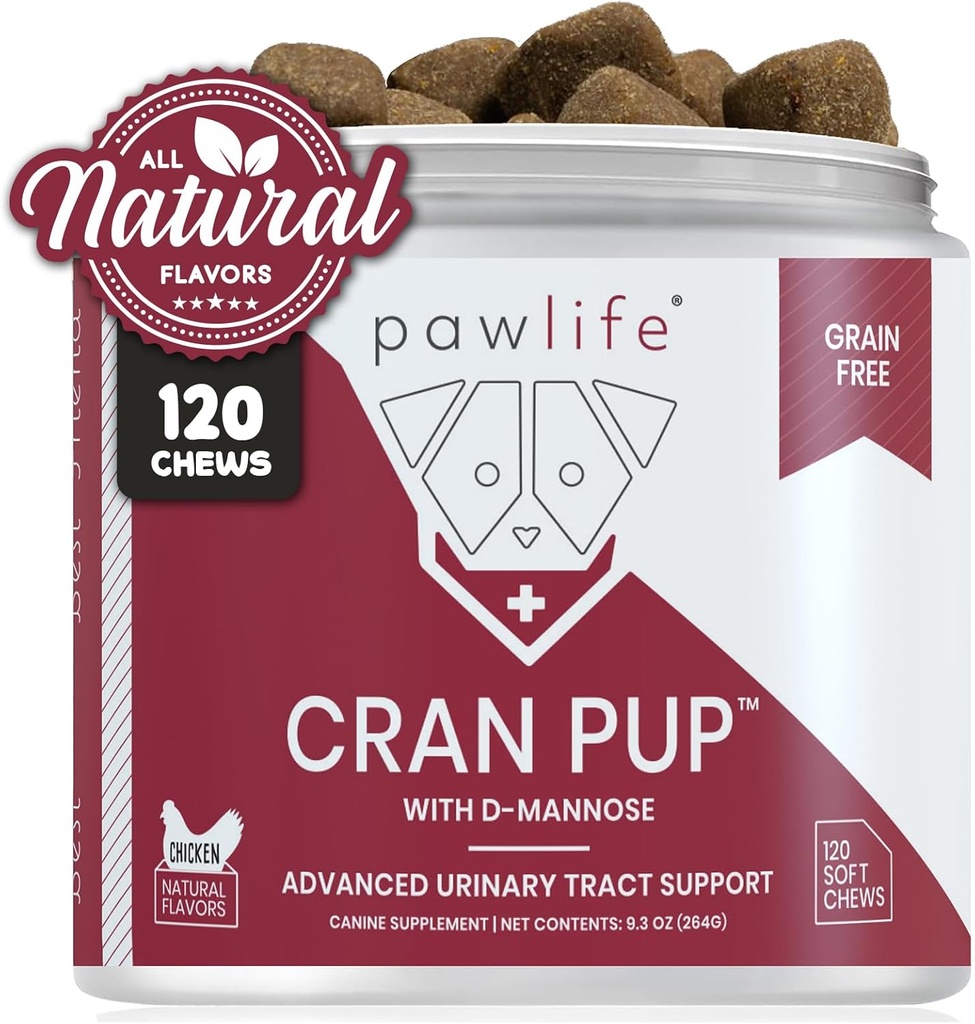 Integratori di mirtilli per cani| Tratto urinario & supporto della vescica| D Mannose & Antiossidanti per supporto| 120 Chews Morbide Formulate Veterinaria
