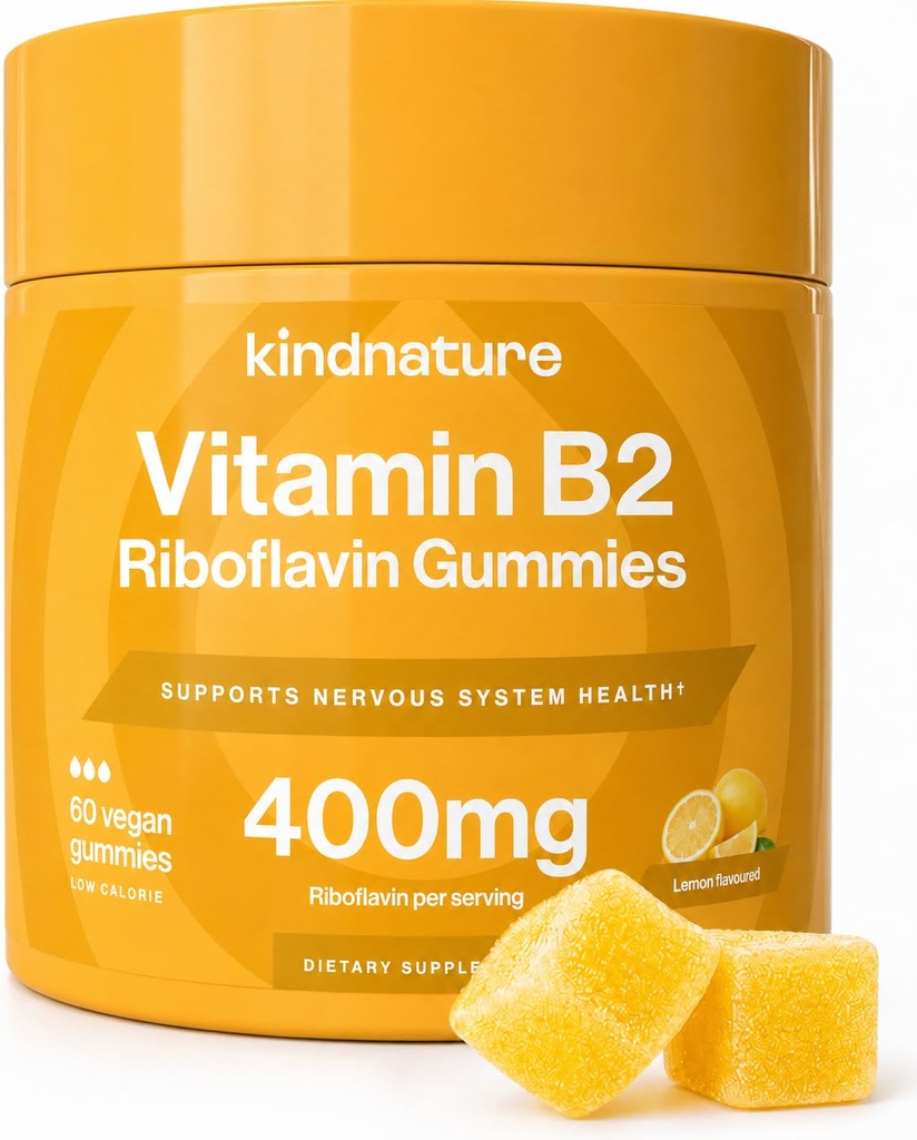 Vitamina B2 Gummies - Riboflavin 400mg Supplemento per Bambini & Adulti - Non OGM, Soia & Gluten-Free, Vegan Chewable Gummies (30 giorni di alimentazione)