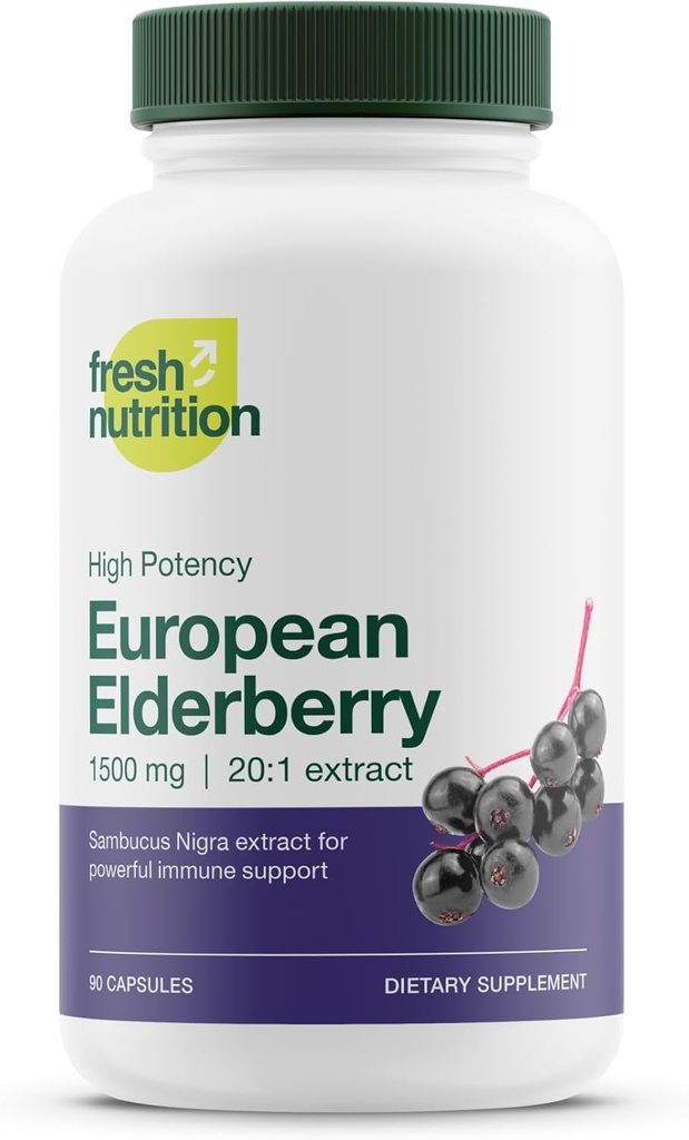 Elderberry Immune Support – Il DNA più forte Verified 1800mg Sambucus Black Elderberry – Facile da ingoiare Elderberry Capsule - Potente Booster - Gluten Free, Soy Free, Non GMO, Vegan Safe