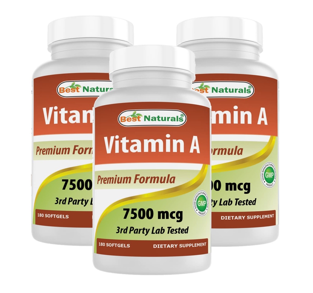 Vitamina A 25000 IU (7500 mcg), Formula Non OGM Supporta la visione sana e il sistema immunitario e la crescita sana e la riproduzione, 180 Softgels (180 Count (Pack of 3))