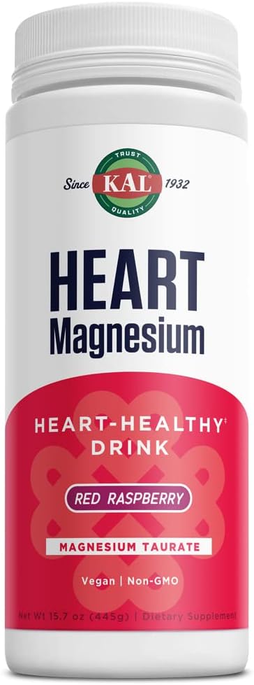Miscela di bevanda di Magnesio del cuore di KAL, integratori di salute del cuore della polvere di Magnesio del lampone rosso per l'infiammazione, senza zucchero, Vegan, 100 Serve, 15,7 oz