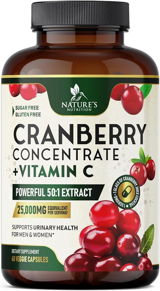 Pillole di supplemento di mirtillo 25.000mg - Alta potenza Vitamina C Mirtillo per le donne e gli uomini, Supporto per la salute del tratto urinario, senza zucchero, senza glutine, non OGM, estratto di concentrato di mirtillo - 60 capsule