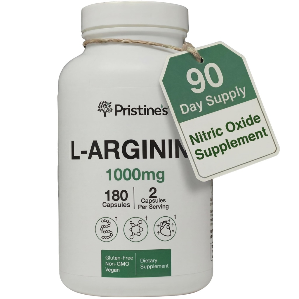 L Arginina di PRISTINE integratori per uomini e donne - 1000mg capsule 90 giorni di alimentazione Nitric Oxide & pre allenamento Aminoacido supporto