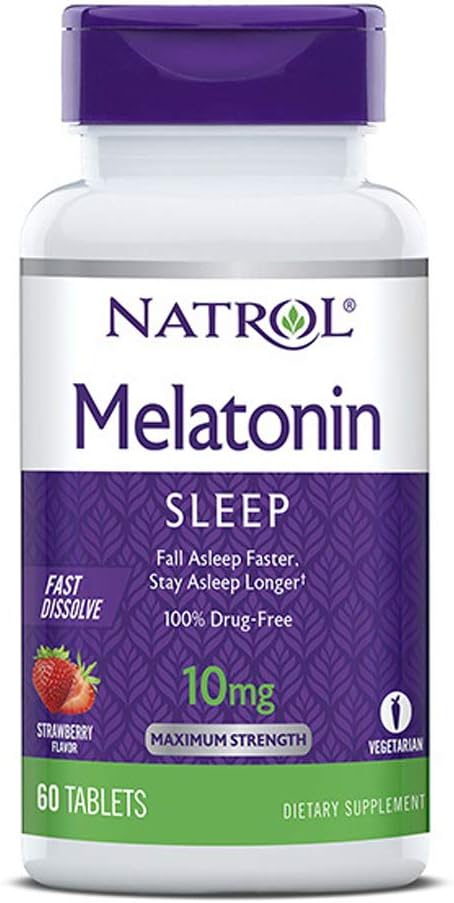 Natrol Melatonin sonno Massima resistenza dissolva rapidamente il sapore di fragola 10 mg 60 compresse (Pack of 2)