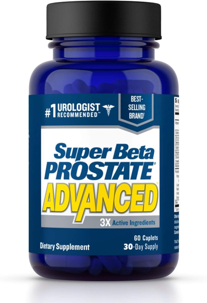 Super Beta Prostate Advanced Prostate Supplemento per gli uomini – Ridurre i viaggi da bagno, Promuovere il sonno, Sostenere la salute urinaria e la vescica svuotamento. Beta Sitosterol non Saw Palmetto. (60 Caplets, 1-Bottle)