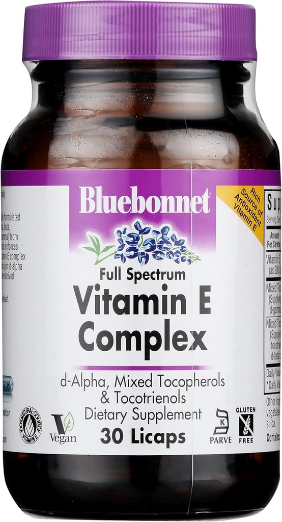 BlueBonnet pieno spettro naturale vitamina E complesso capsule liquide, 30 conte (743715006003)
