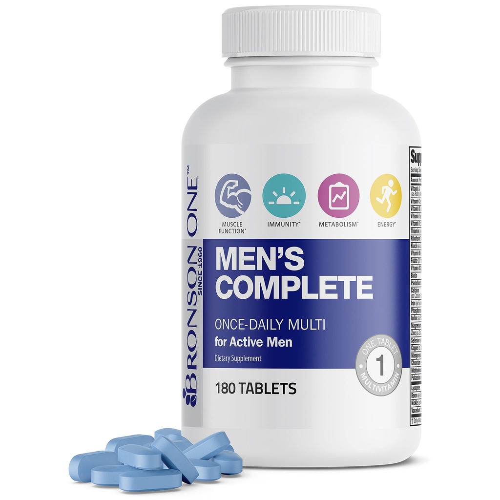 Bronson ONE Daily Men’s Multivitamin Multimineral completo una volta-giorno Multi per uomini attivi, 180 compresse