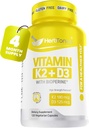 Sistema immunitario Vitamina K2 (MK7) con D3 5000 Iu Supplement + Bioperine (pepe nero) | Forti Bones & Heart Health | K2 D3 Complex | Facile da ingoiare 120 capsule di veg